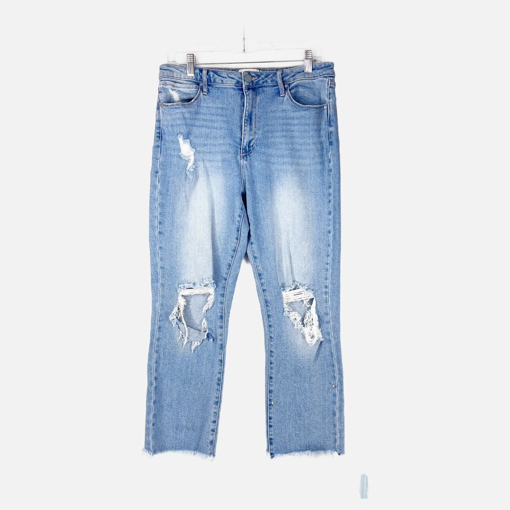 ARTICLES of SOCIETY Distressed Frayed Kate High Rise Cropped Denim Jean Size 29